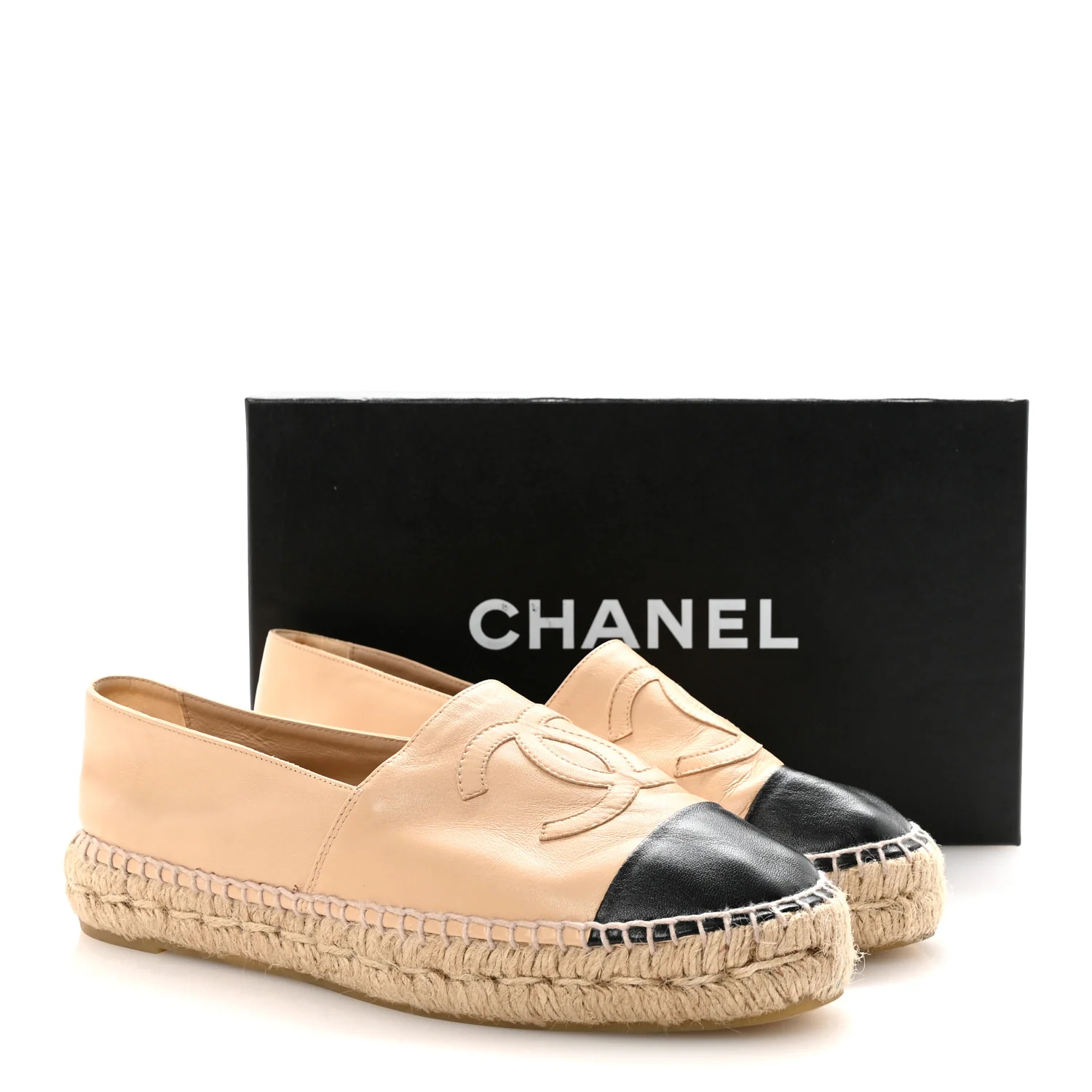 Lambskin CC Espadrilles 39 Beige Black - Image 10