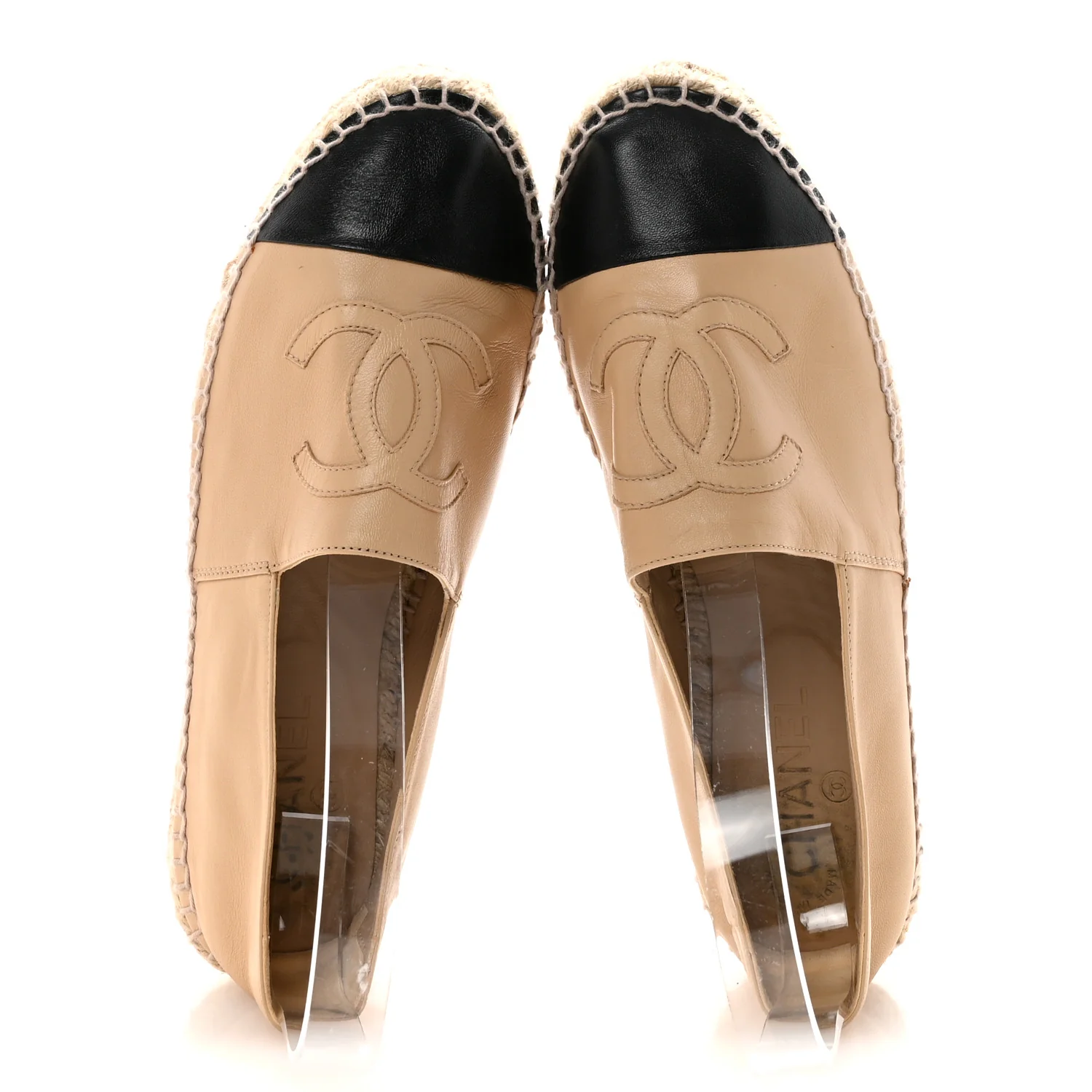 Lambskin CC Espadrilles 39 Beige Black - Image 2