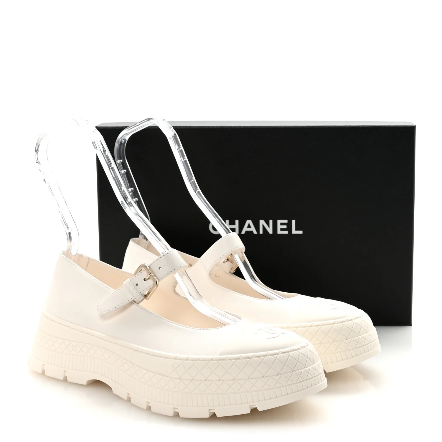 Lambskin Mary Jane Flats 41 White - Image 10