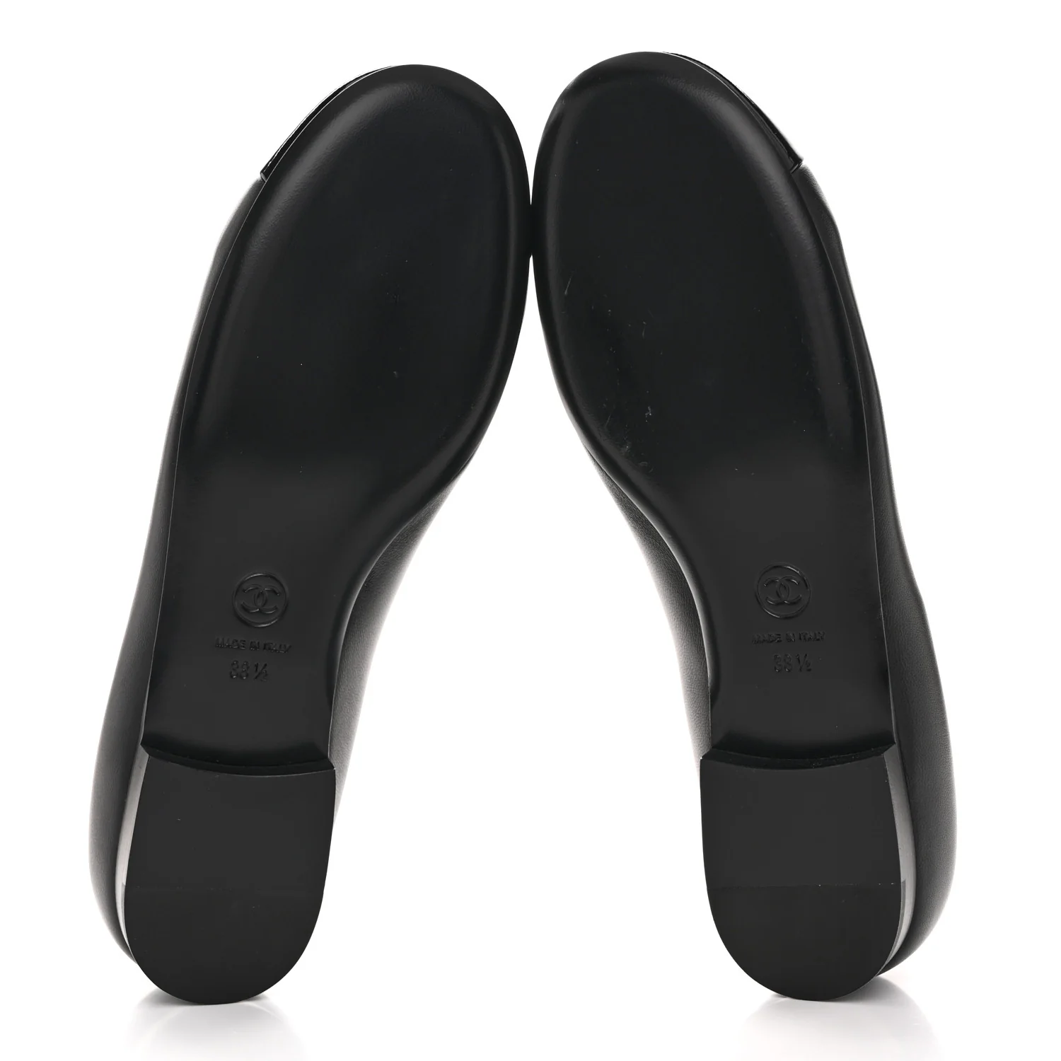 Lambskin Patent Cap Toe Chain Around Ballerina Flats 38.5 Black - Image 6