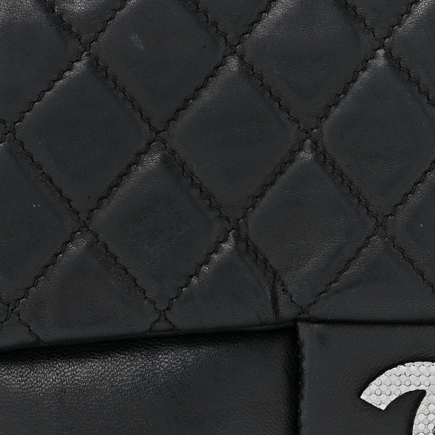 Lambskin Quilted Chain Mail Shoulder Bag Black - Image 9