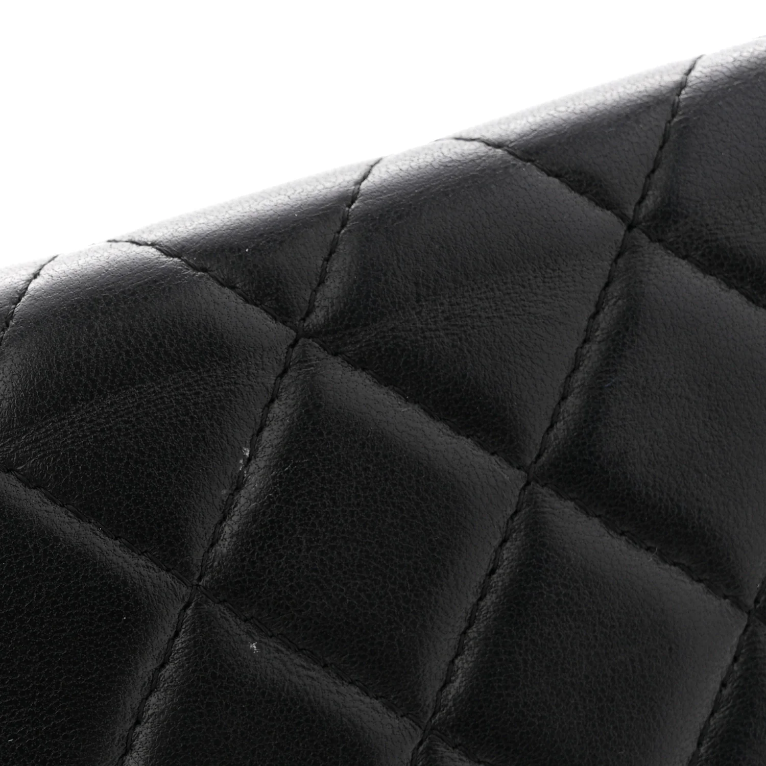 Lambskin Quilted Golden Class Wallet on Chain WOC Black - Image 11