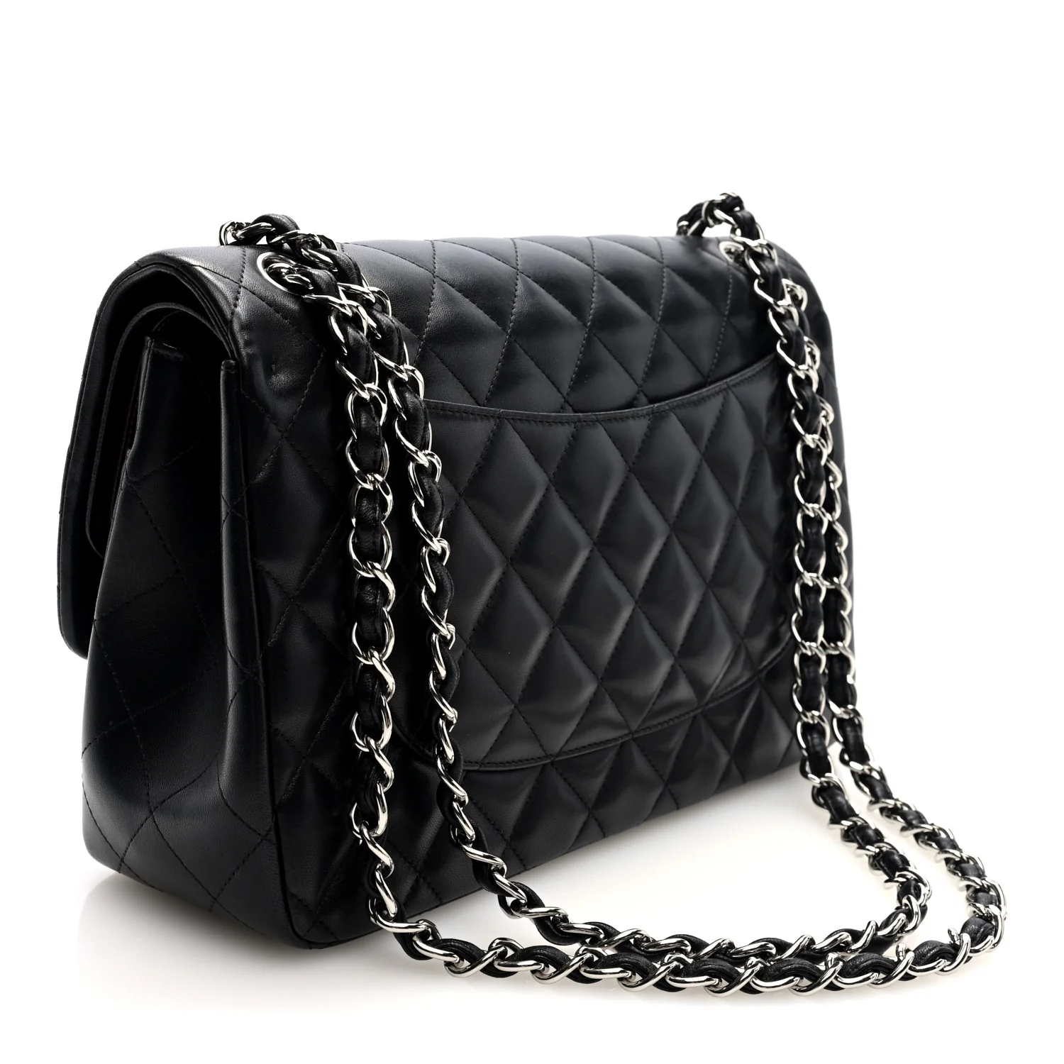 Lambskin Quilted Jumbo Double Flap Black - Image 3