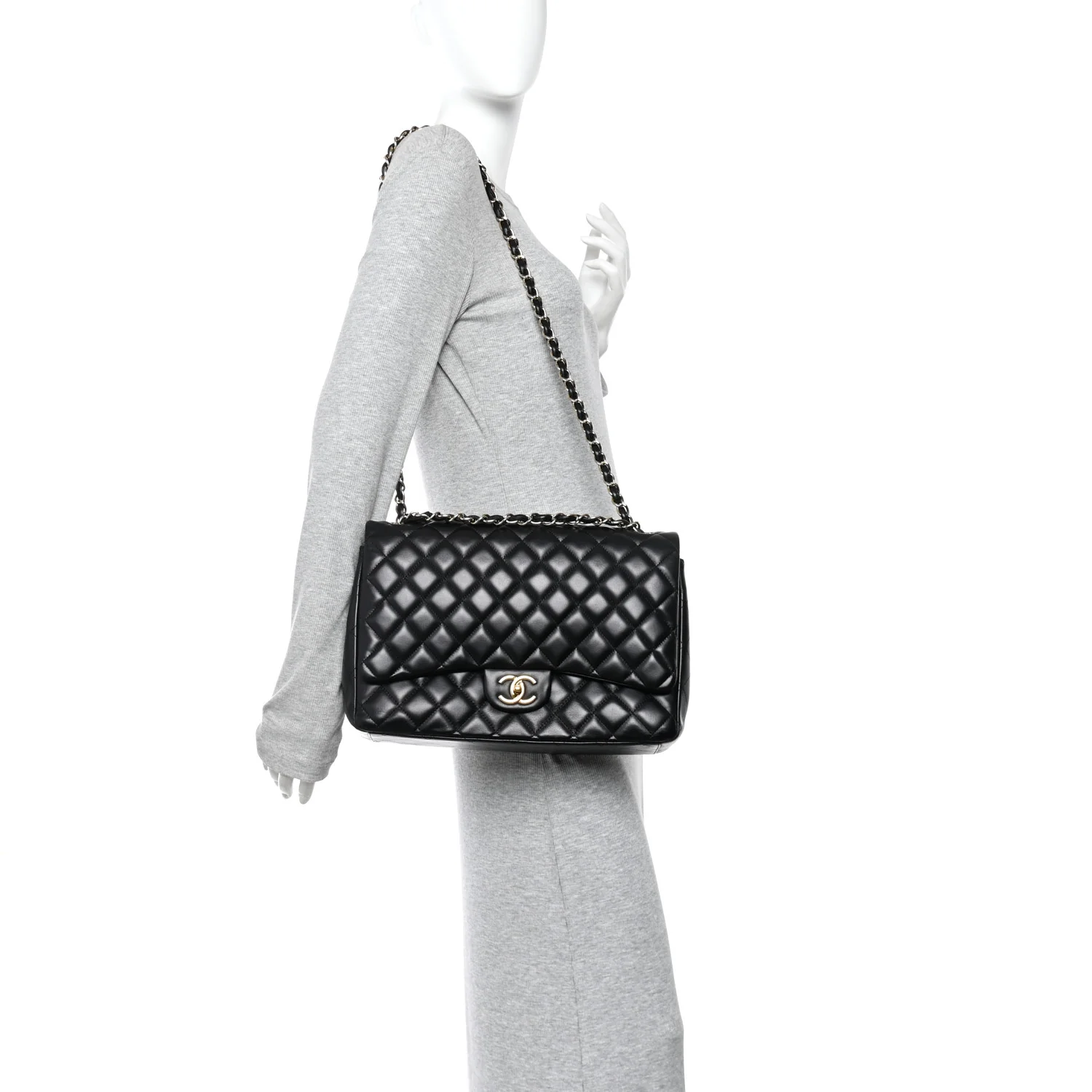 Lambskin Quilted Maxi Double Flap Black - Image 2