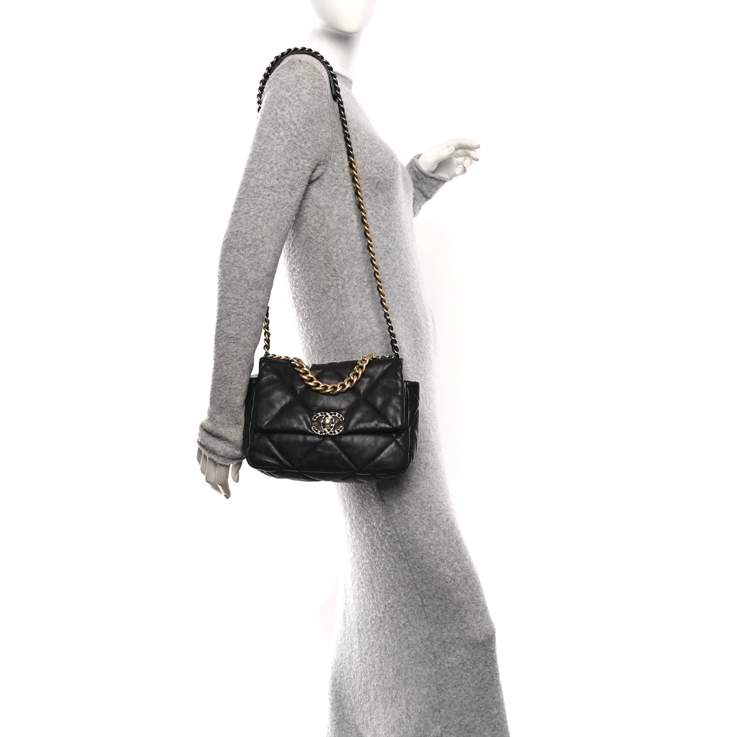 Lambskin Quilted Medium Chanel 19 Flap Black - Image 2
