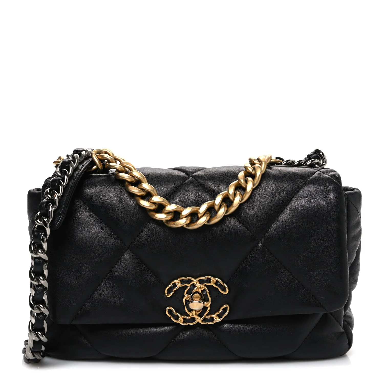 Lambskin Quilted Medium Chanel 19 Flap Black