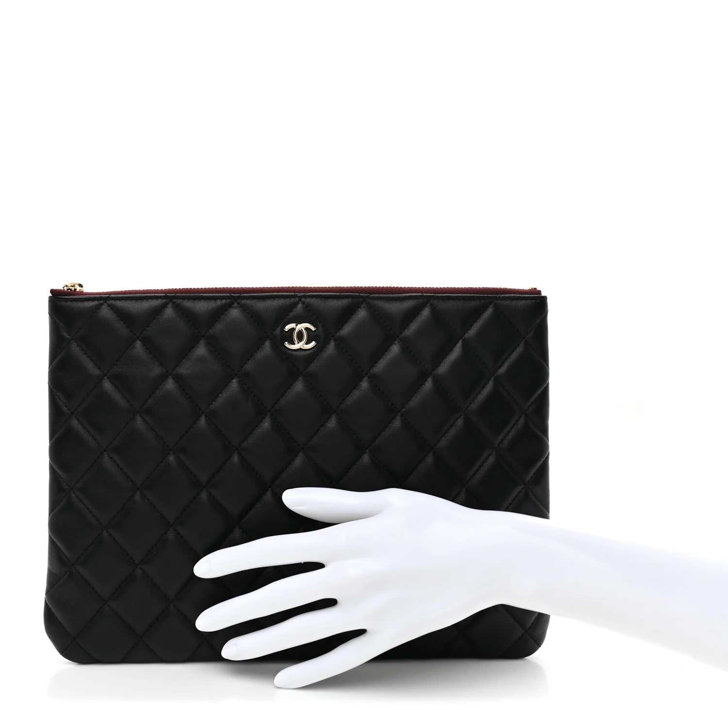 Lambskin Quilted Medium Cosmetic Case Black - Image 2