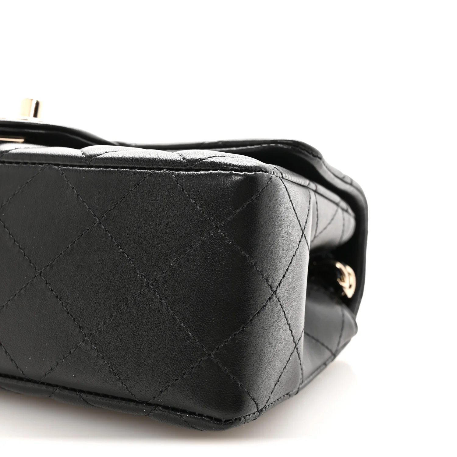 Lambskin Quilted Mini Rectangular Flap Black - Image 10
