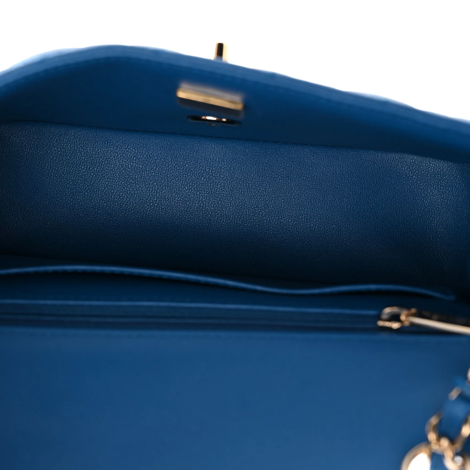 Lambskin Quilted Mini Rectangular Flap Blue - Image 5