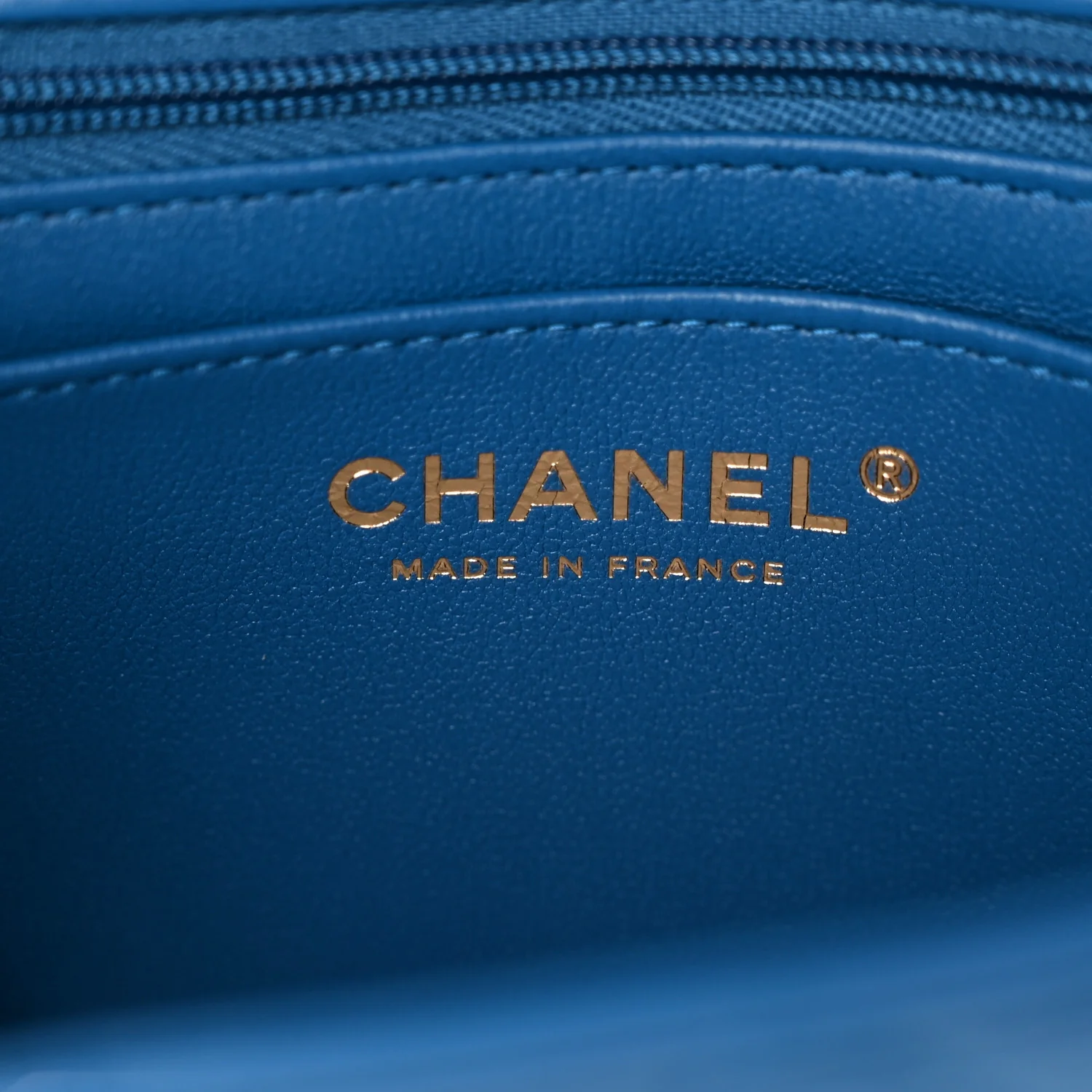 Lambskin Quilted Mini Rectangular Flap Blue - Image 6