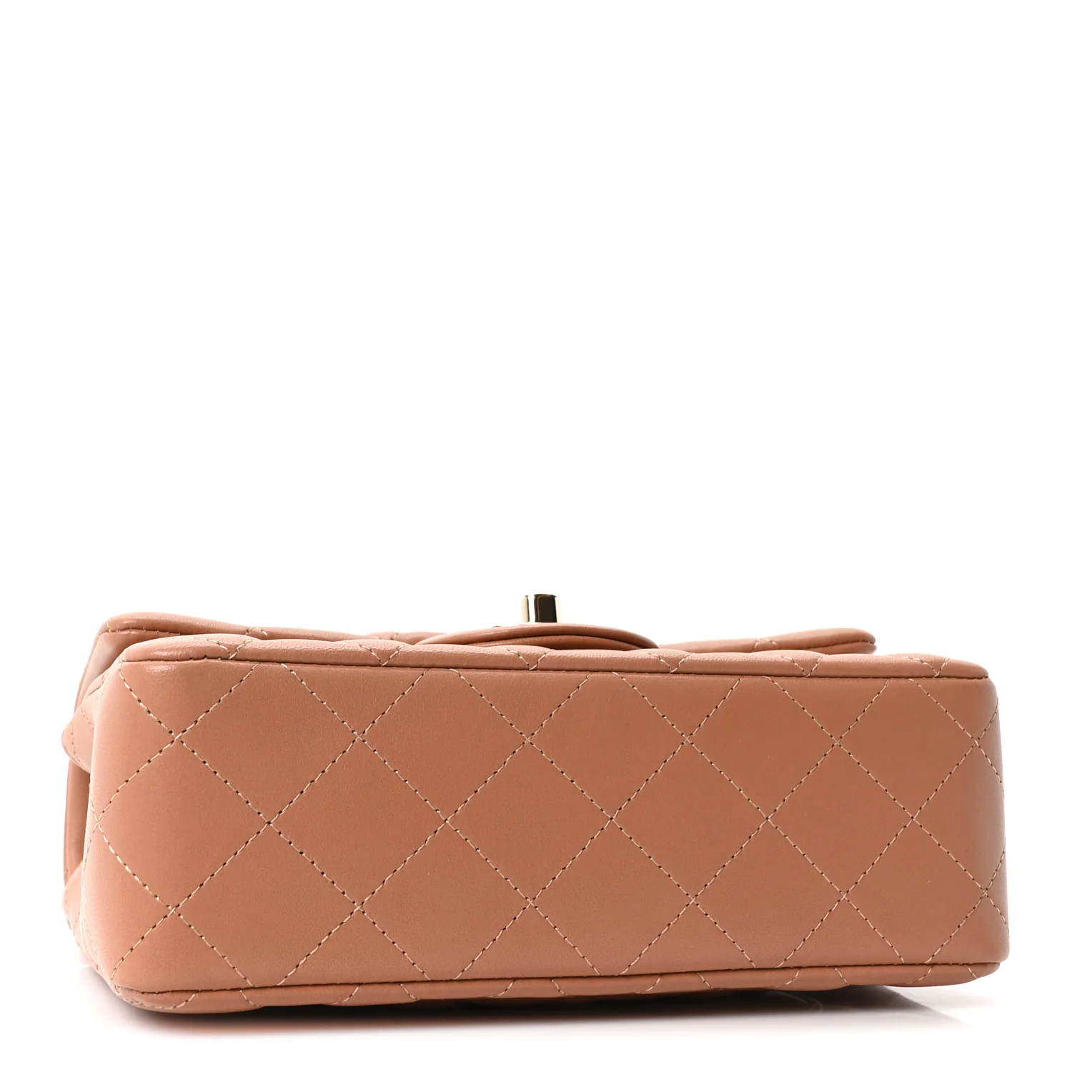 Lambskin Quilted Mini Rectangular Flap Brown - Image 3