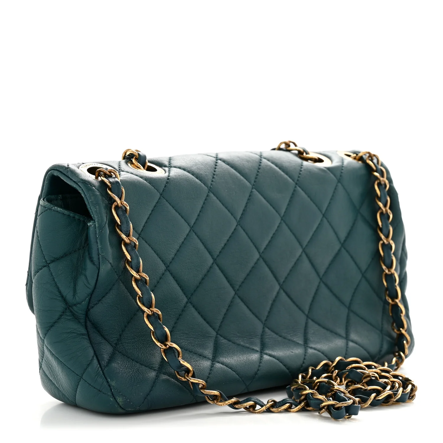 Lambskin Quilted Mini Rectangular Flap Dark Blue - Image 2