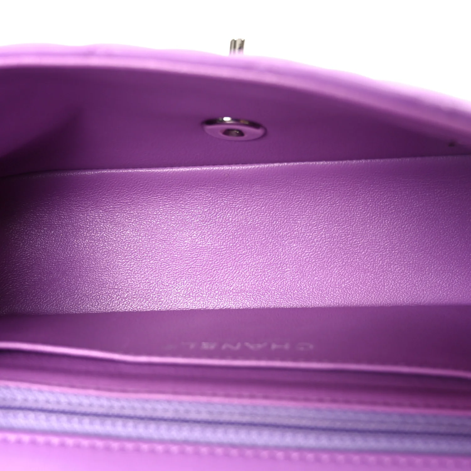 Lambskin Quilted Mini Rectangular Flap Purple - Image 5