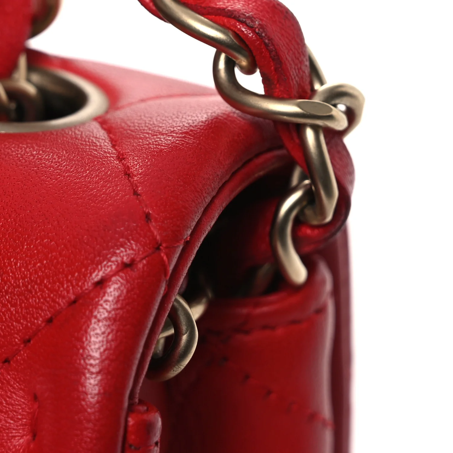 Lambskin Quilted Mini Rectangular Flap Red - Image 13