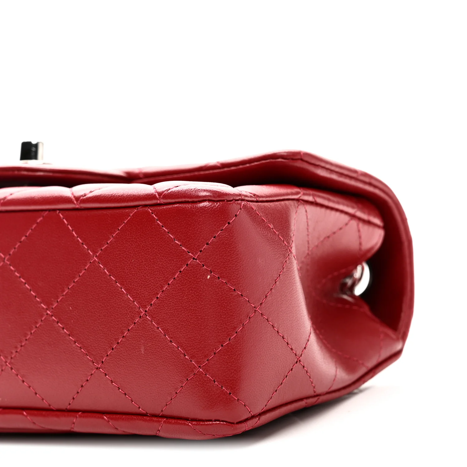 Lambskin Quilted Mini Rectangular Flap Red - Image 10