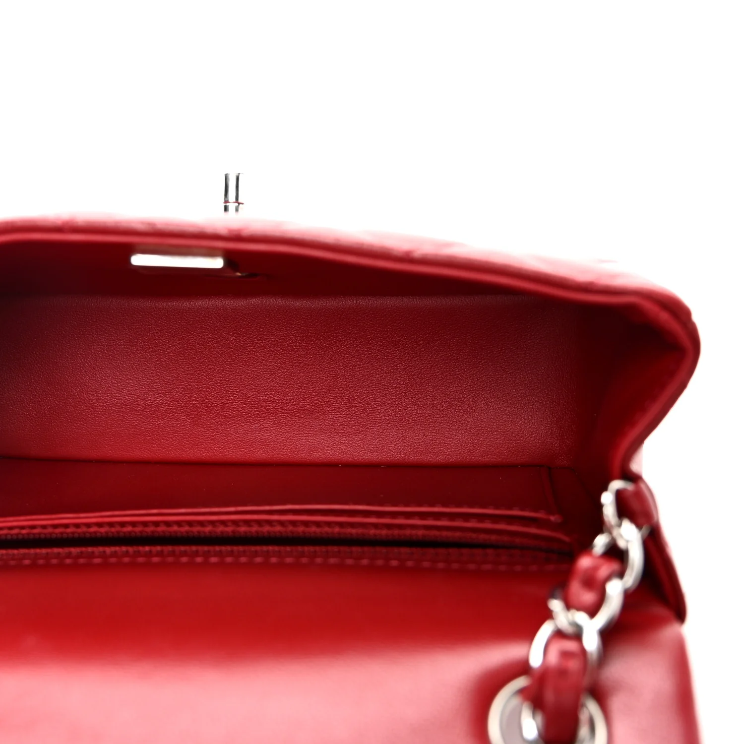 Lambskin Quilted Mini Rectangular Flap Red - Image 5