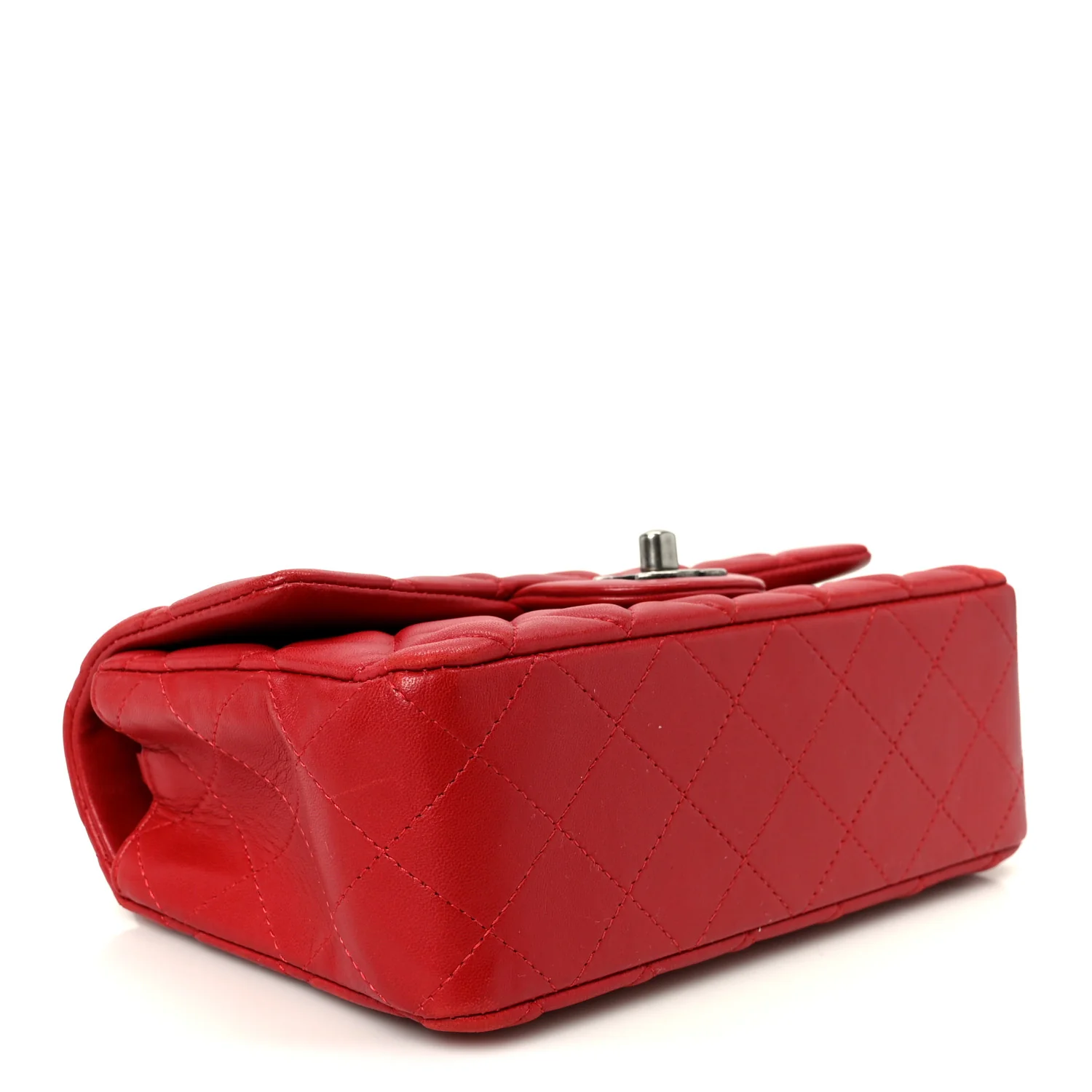 Lambskin Quilted Mini Rectangular Flap Red - Image 4