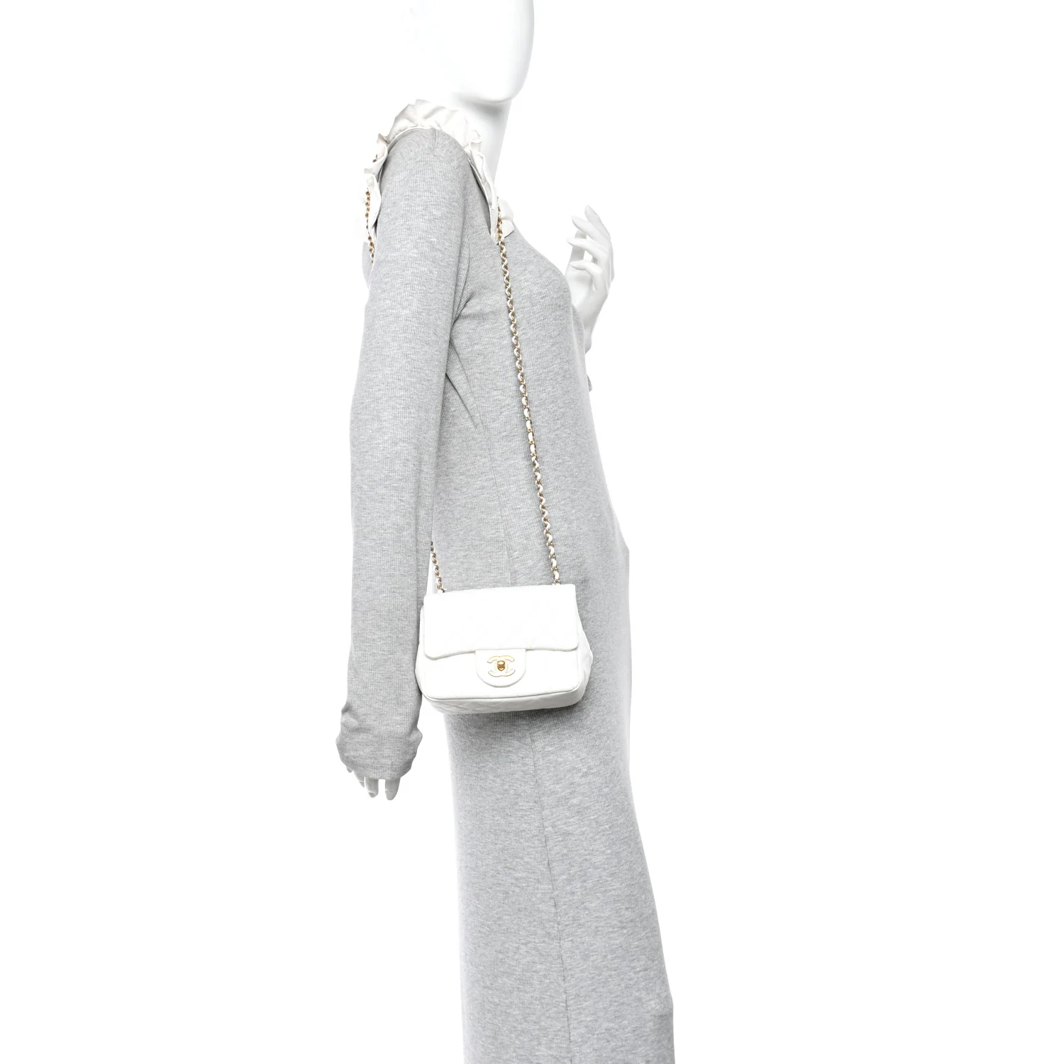 Lambskin Quilted Mini Romance Square Flap White - Image 2