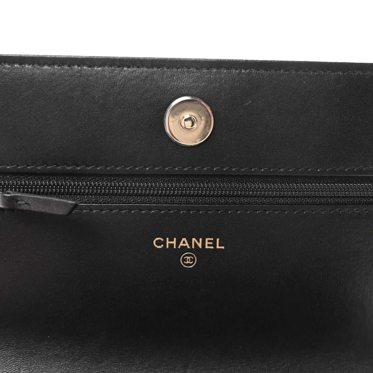 Lambskin Quilted Pearl Wallet On Chain WOC Black - Image 6