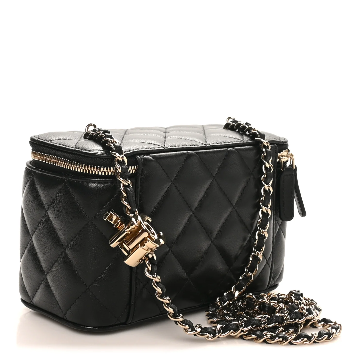 Lambskin Quilted Small CC Vanity Case Black - Image 4