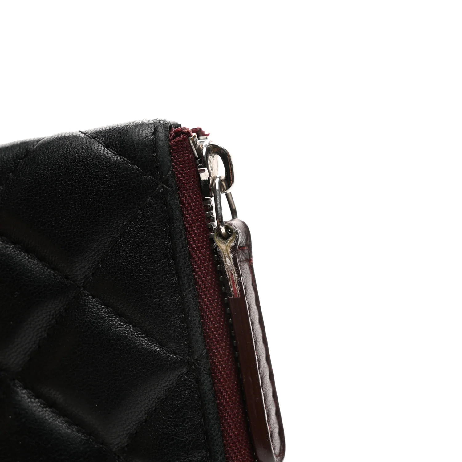 Lambskin Quilted Small Cosmetic Case Black - Image 8