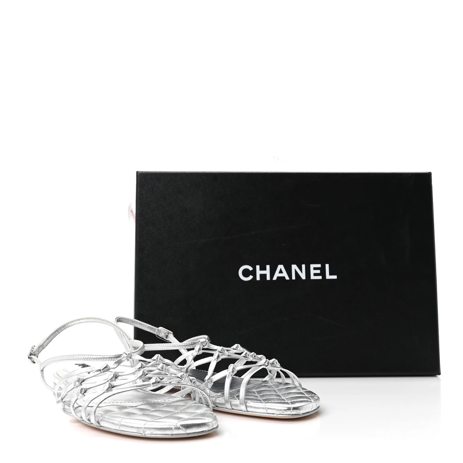 Laminated Lambskin CC Sandals 36.5 Silver - Image 9