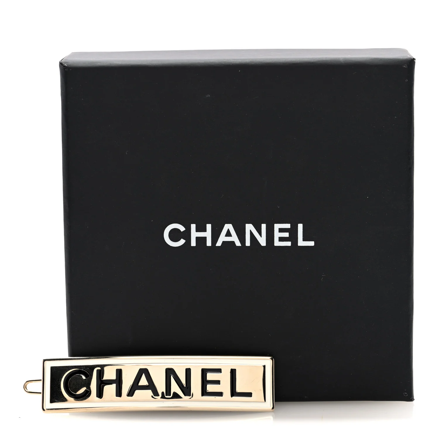 Metal Enamel Logo Hair Clip Gold - Image 4