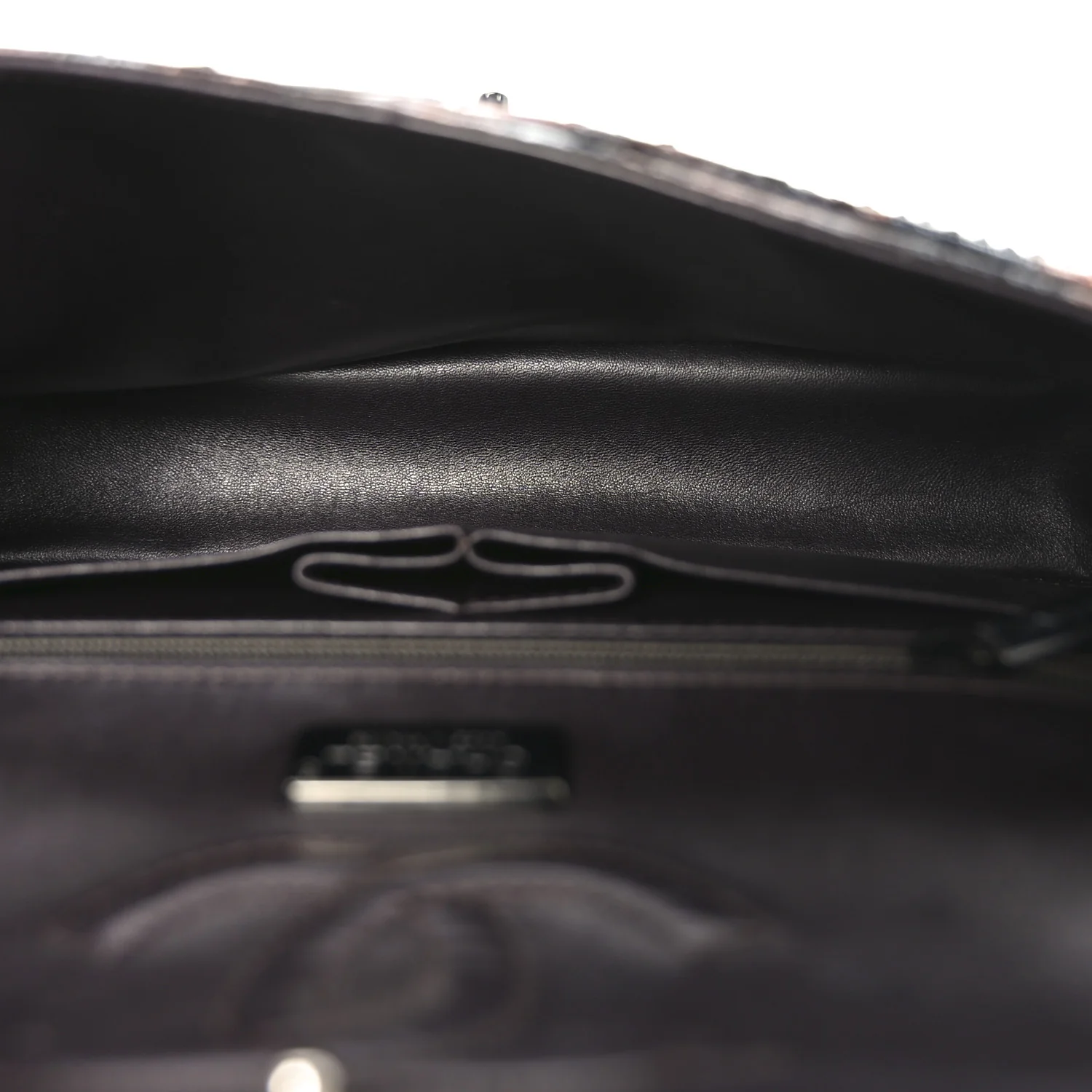 Metallic Snakeskin Medium Double Flap Black Grey Brown - Image 4