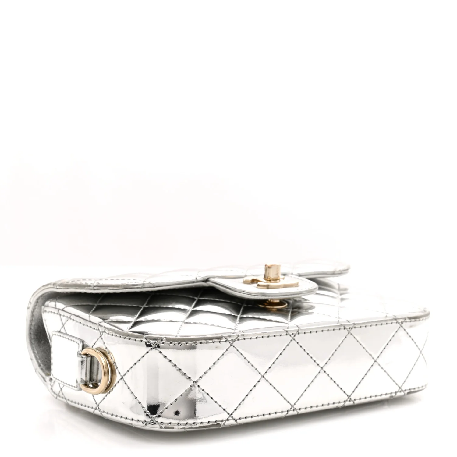 Mirror Calfskin Metallic Calfskin Quilted Hollywood Boulevard Mini Flap With Star Coin Purse Silver - Image 4
