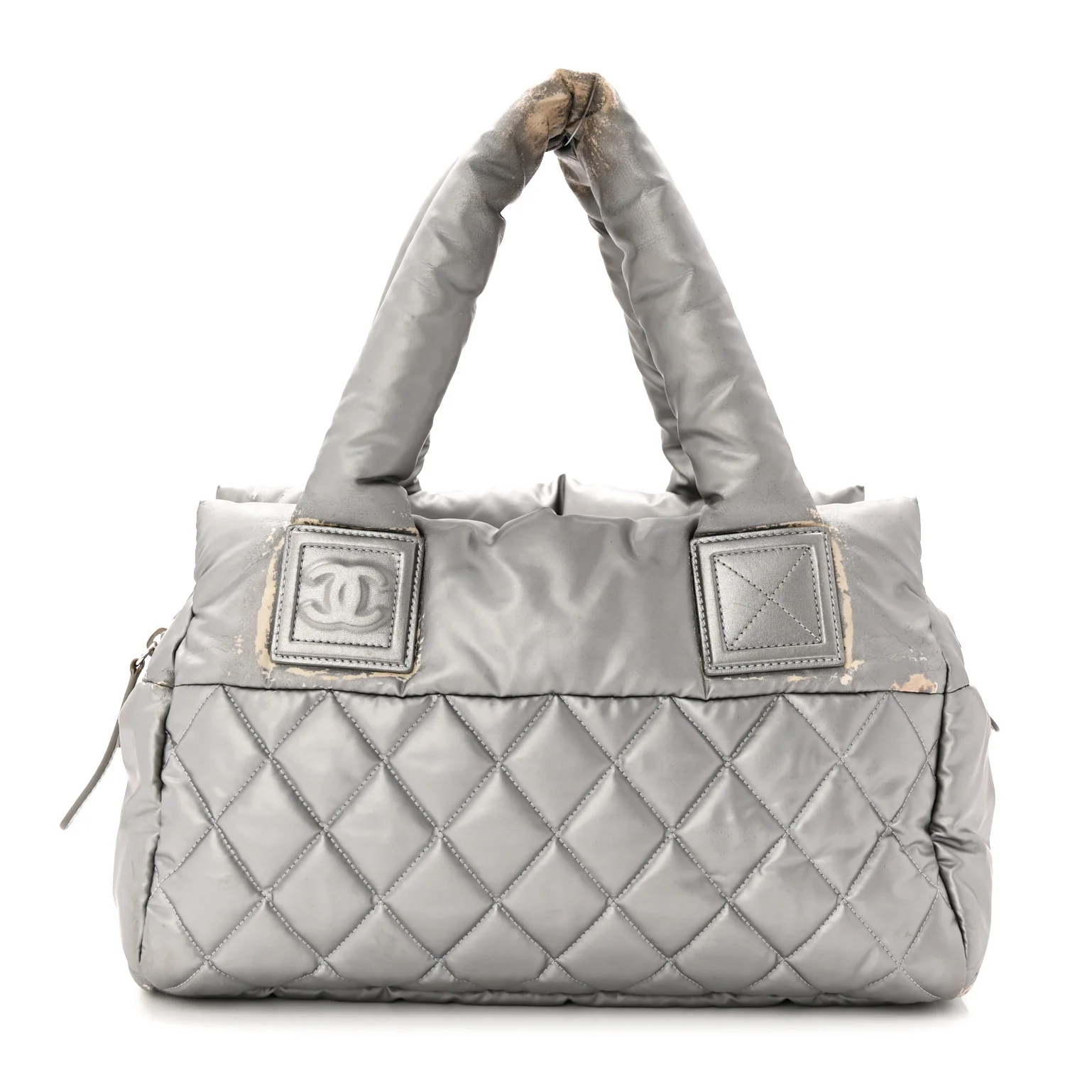 Nylon Coco Cocoon Zipped Tote Silver