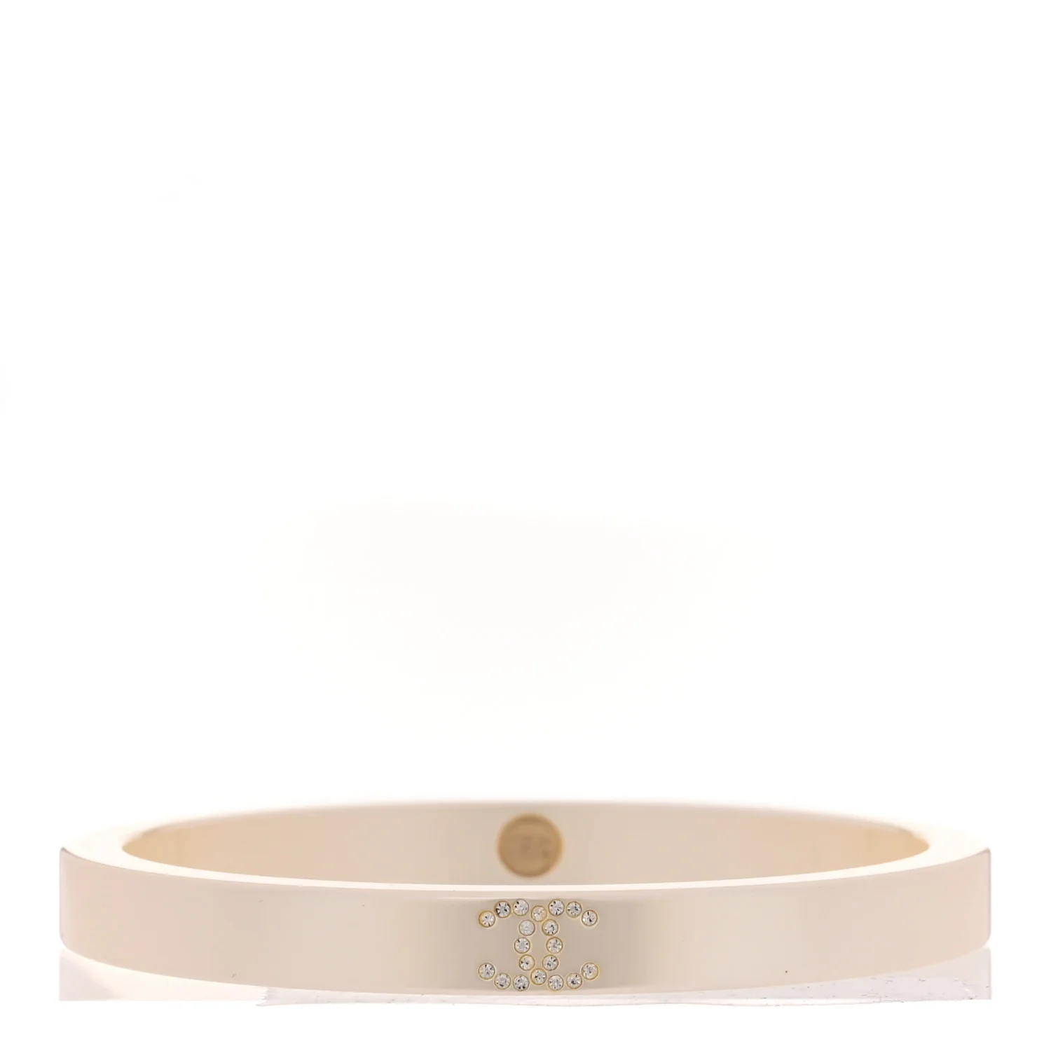 Resin Crystal CC Bangle Bracelet White - Image 3
