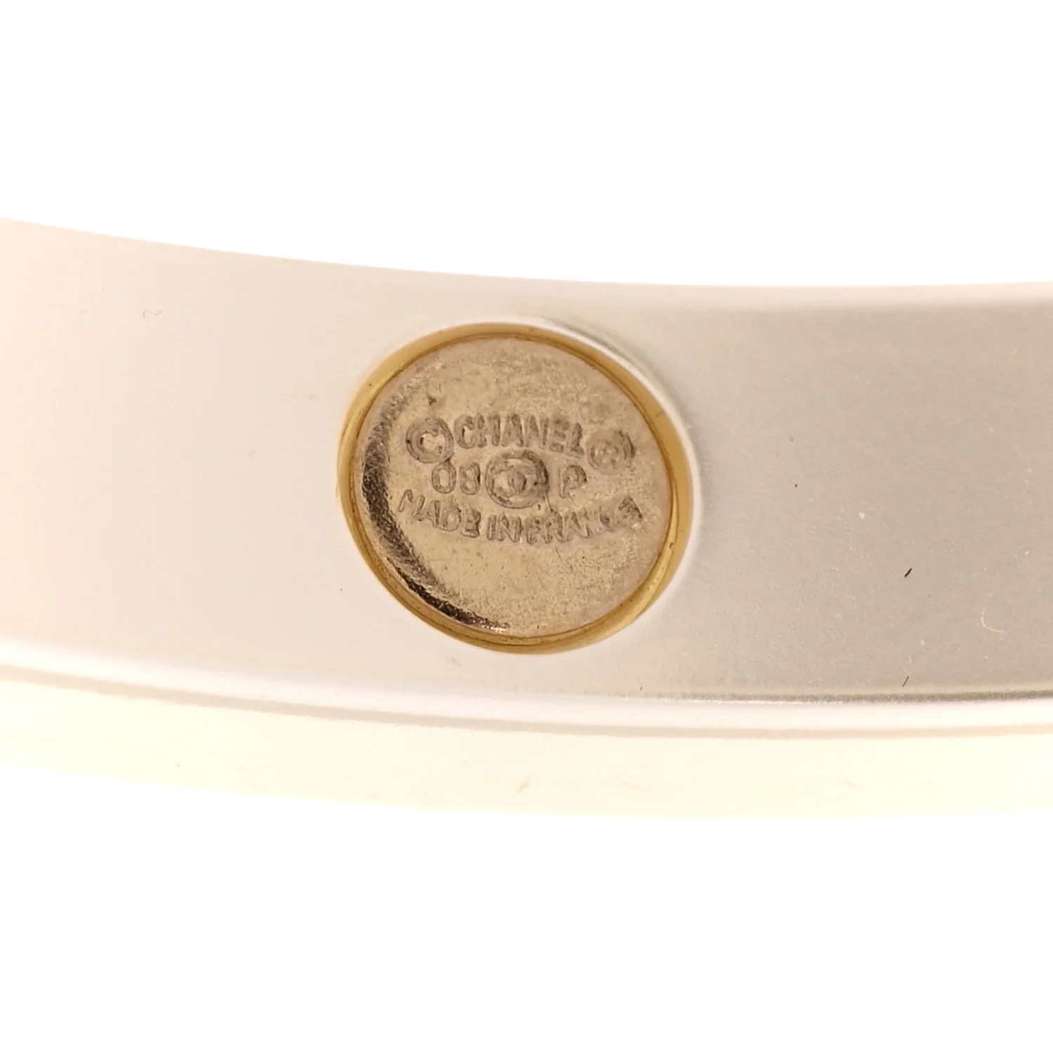 Resin Crystal CC Bangle Bracelet White - Image 4