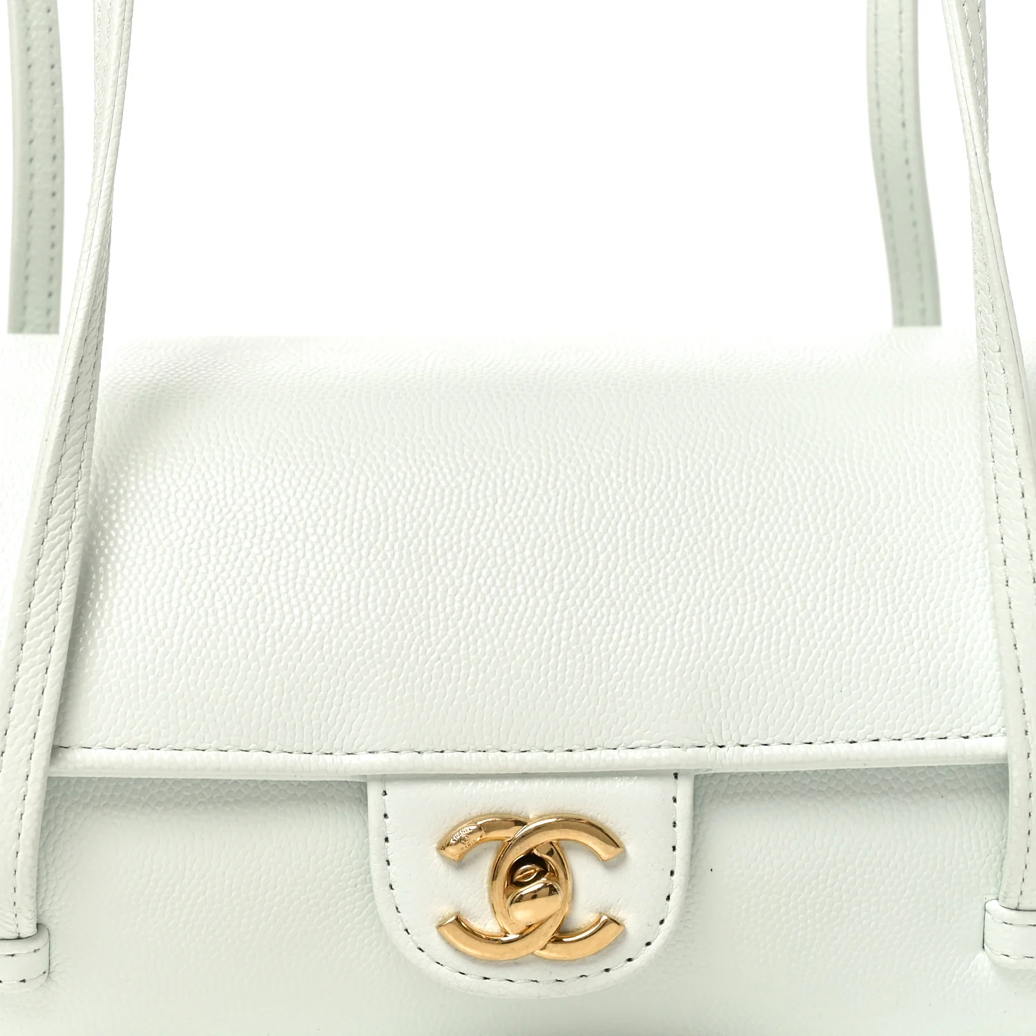Shiny Caviar Preppy Coco Small Bowling Bag Light Blue - Image 8