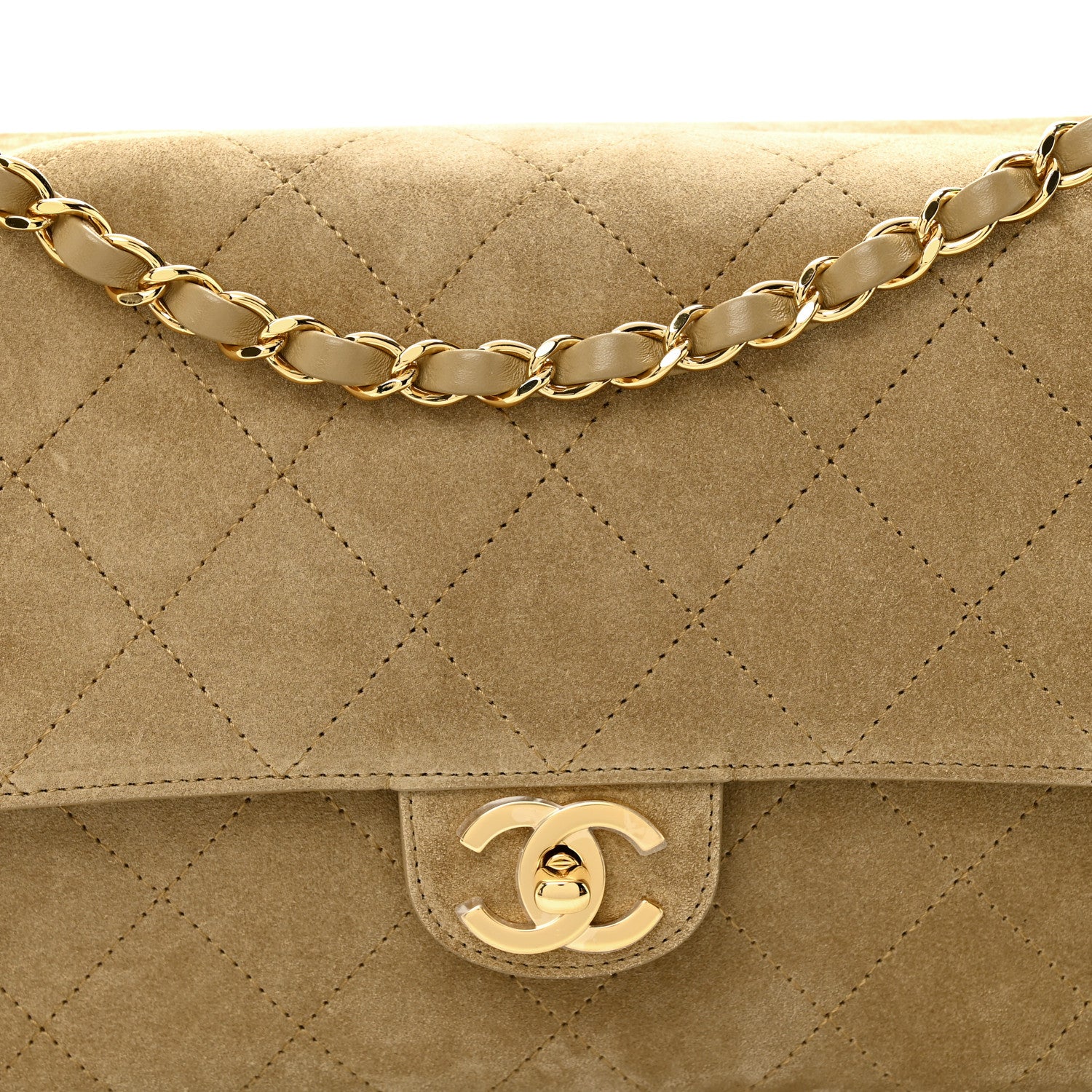 Suede Calfskin Small Souplissimo Maxi Flap Dark Beige - Image 13