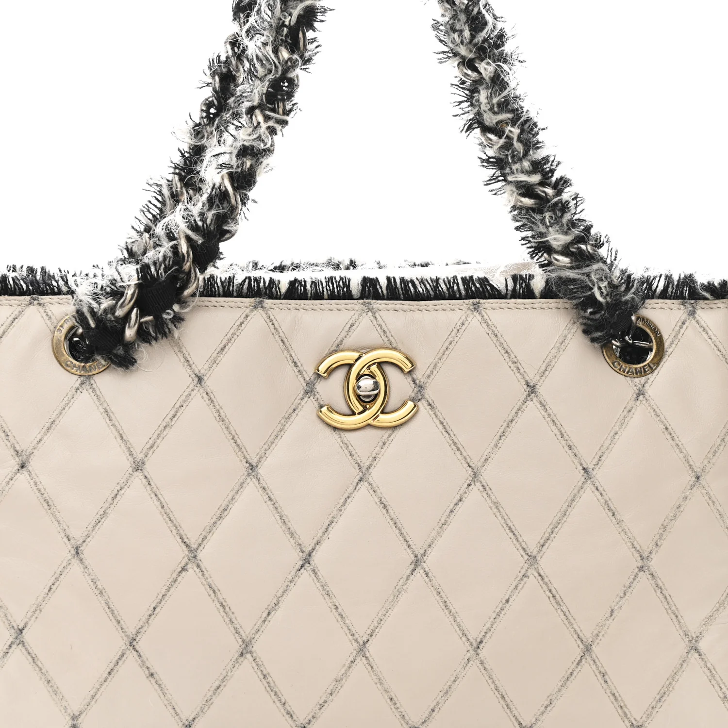 Tweed Calfskin Tweedy Shopping Tote Beige - Image 8