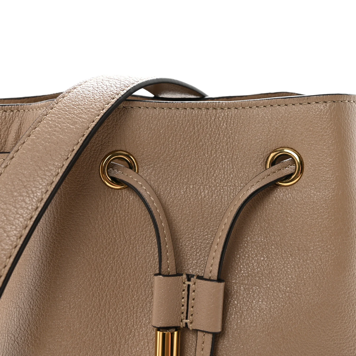 Grained Buffalo Horse Medal Bucket Bag Boyish Brown - Image 7