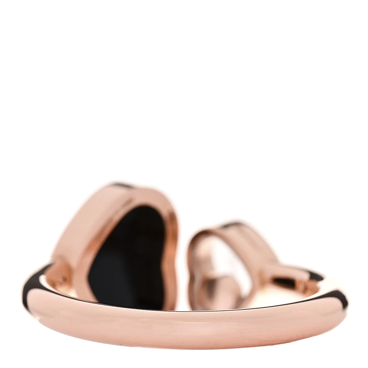 18K Rose Gold Diamond Black Onyx Happy Hearts Ring 52 6 - Image 3