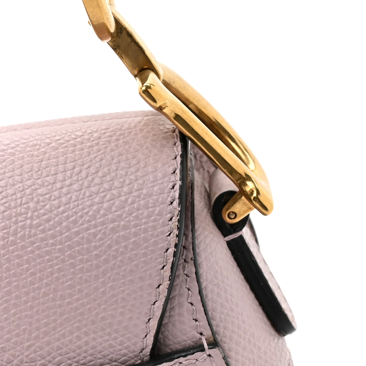Grained Calfskin Mini Saddle Bag Light Pink - Image 13