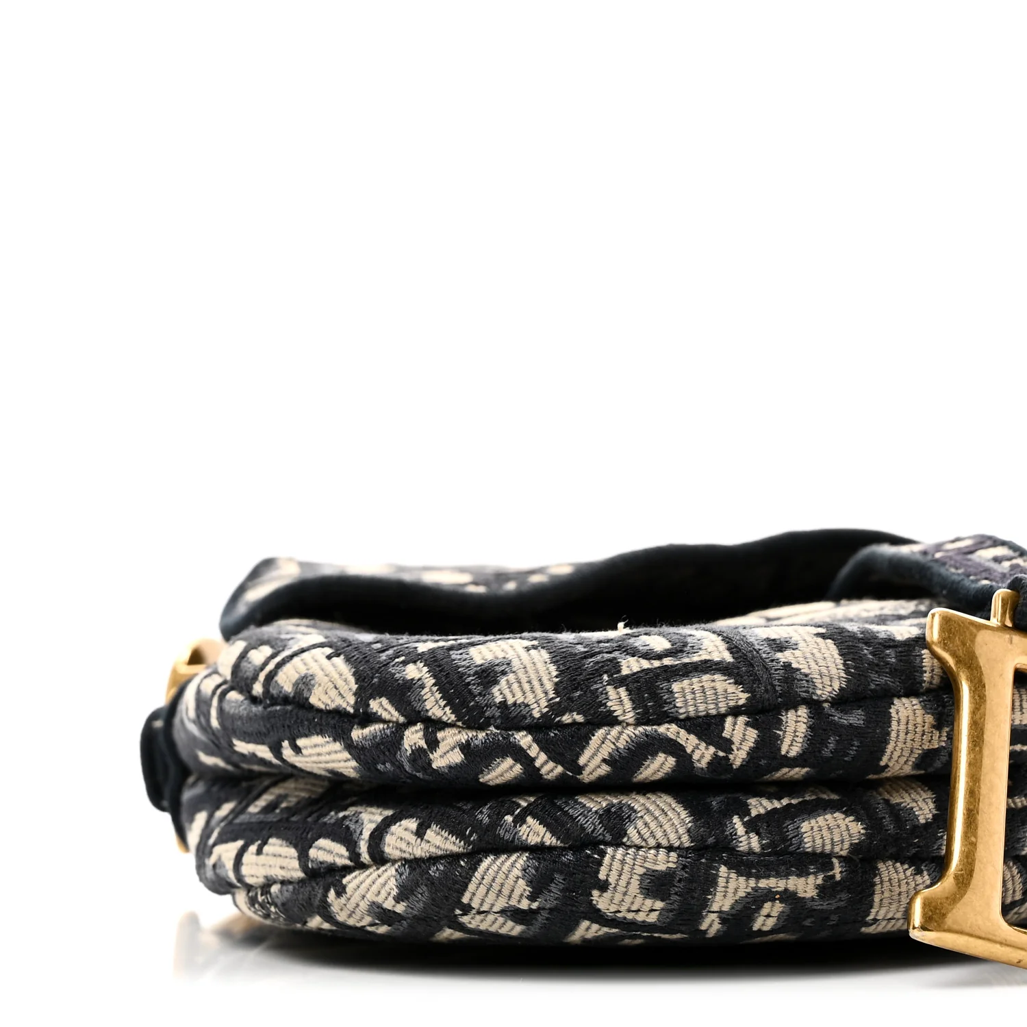 Oblique Embroidered Saddle Bag Blue - Image 9