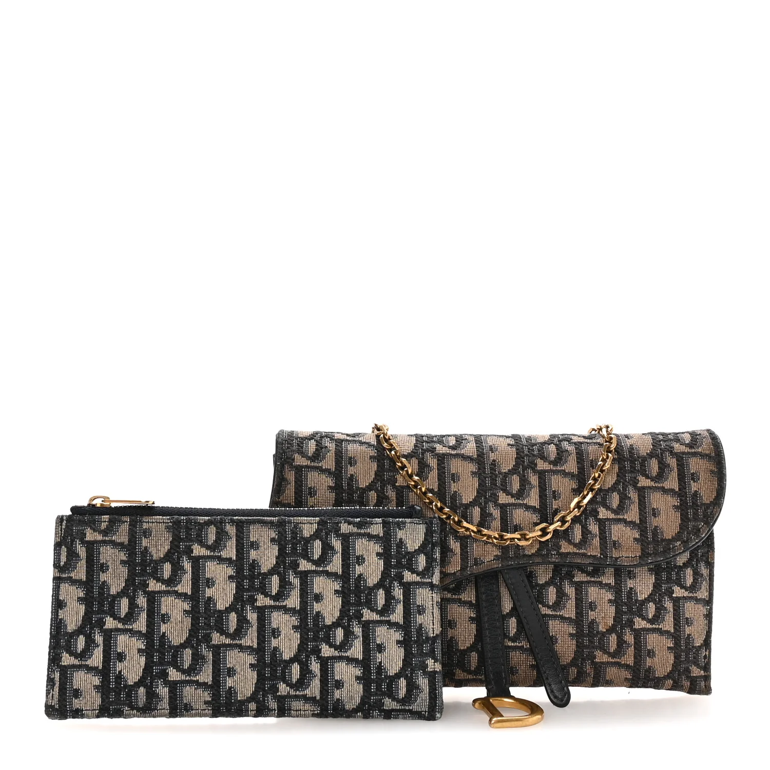 Oblique Saddle Chain Long Wallet  Blue - Image 3