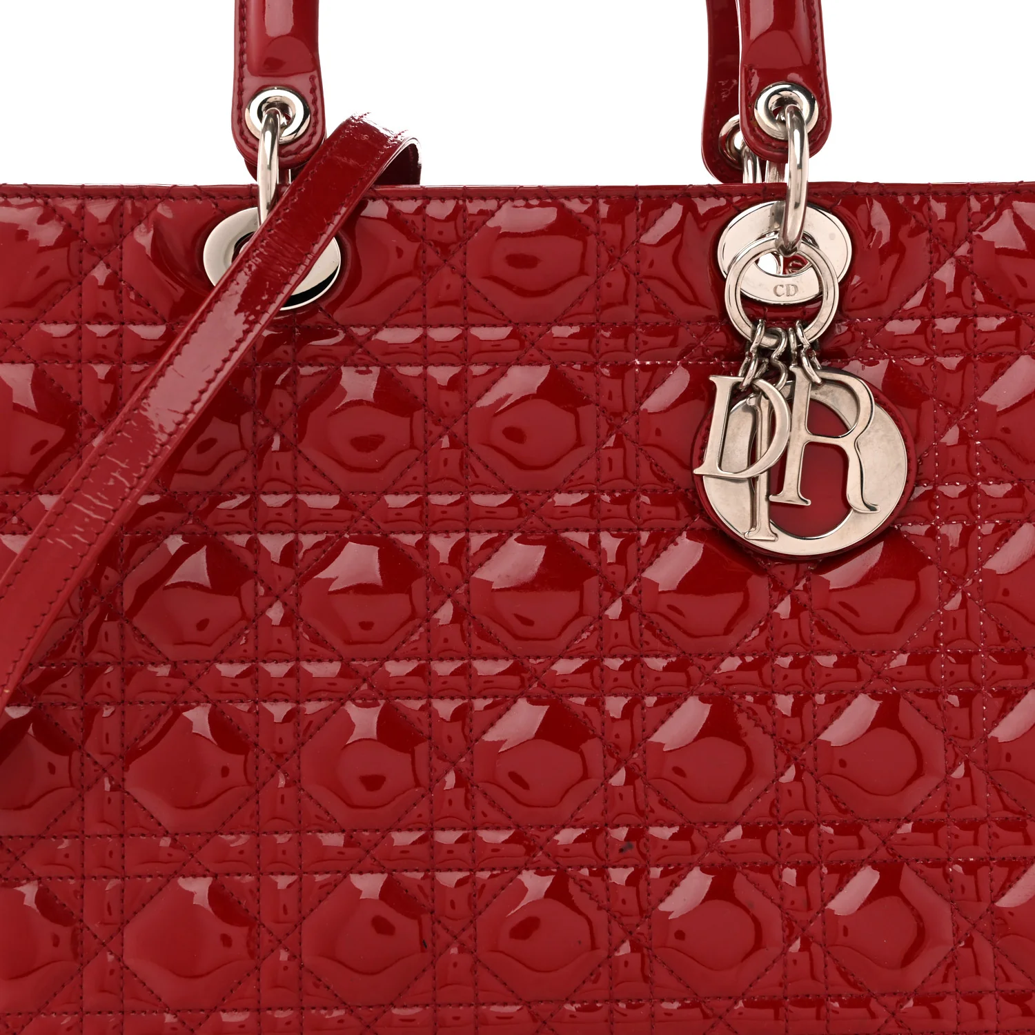 Patent Cannage Large Lady Dior Red - Image 8