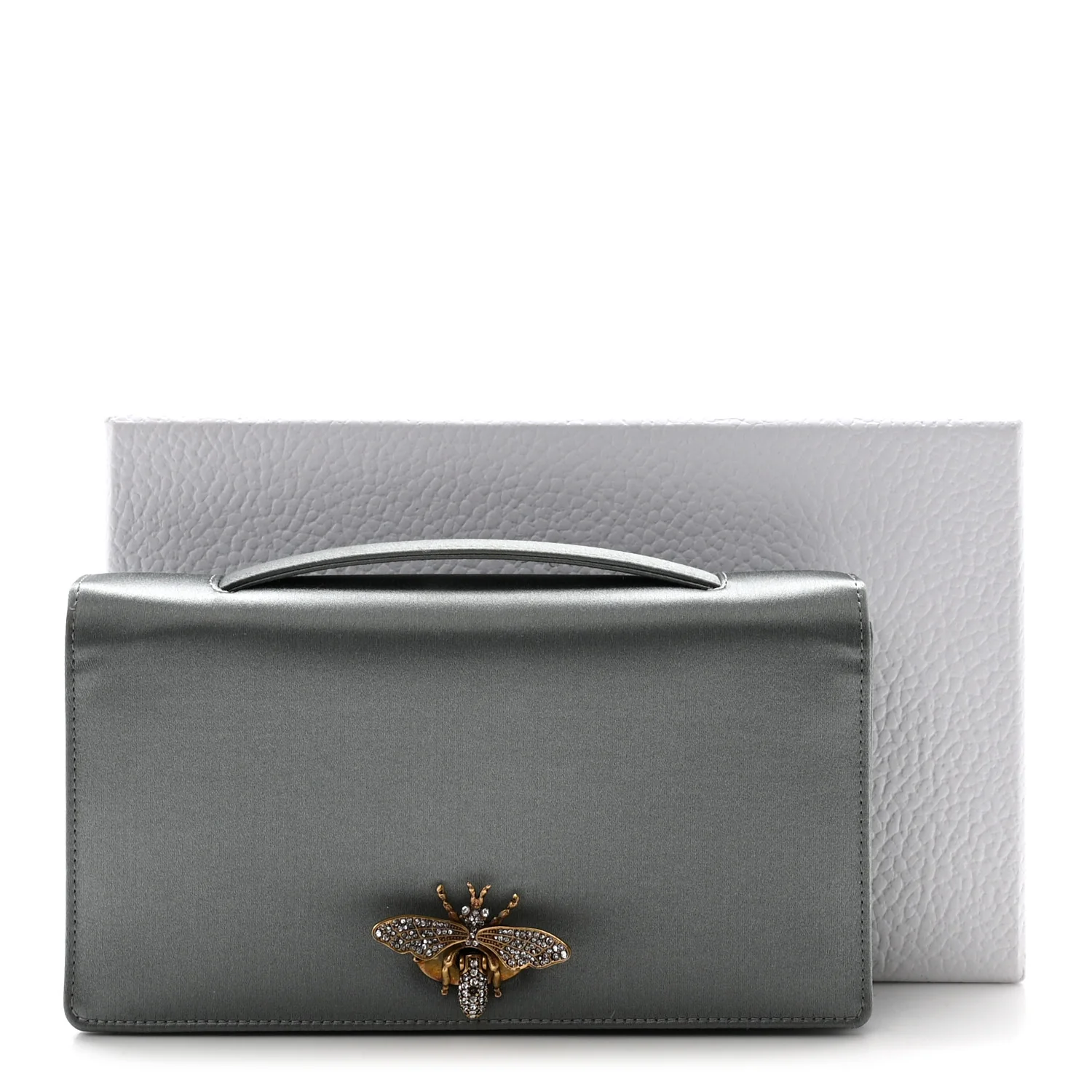 Satin Bee Clutch Light Iron - Image 8