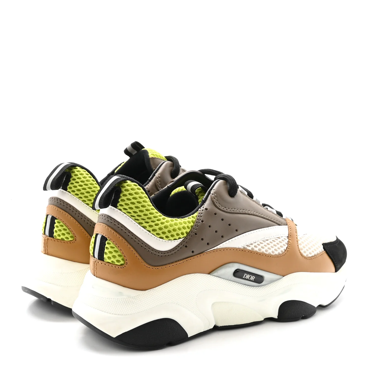 Technical Mesh Calfskin Mens B22 Sneakers 38 Brown Green - Image 5