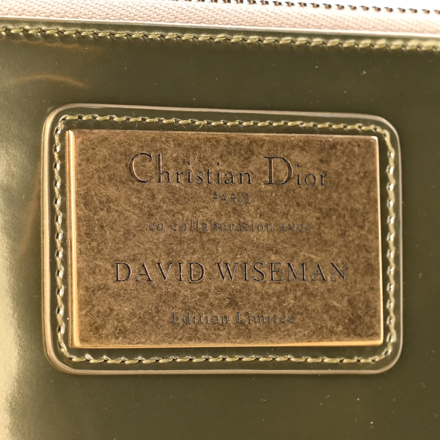 X DAVID WISEMAN Metallic Calfskin Laser Cut Large Lady Dior Gold - Image 6