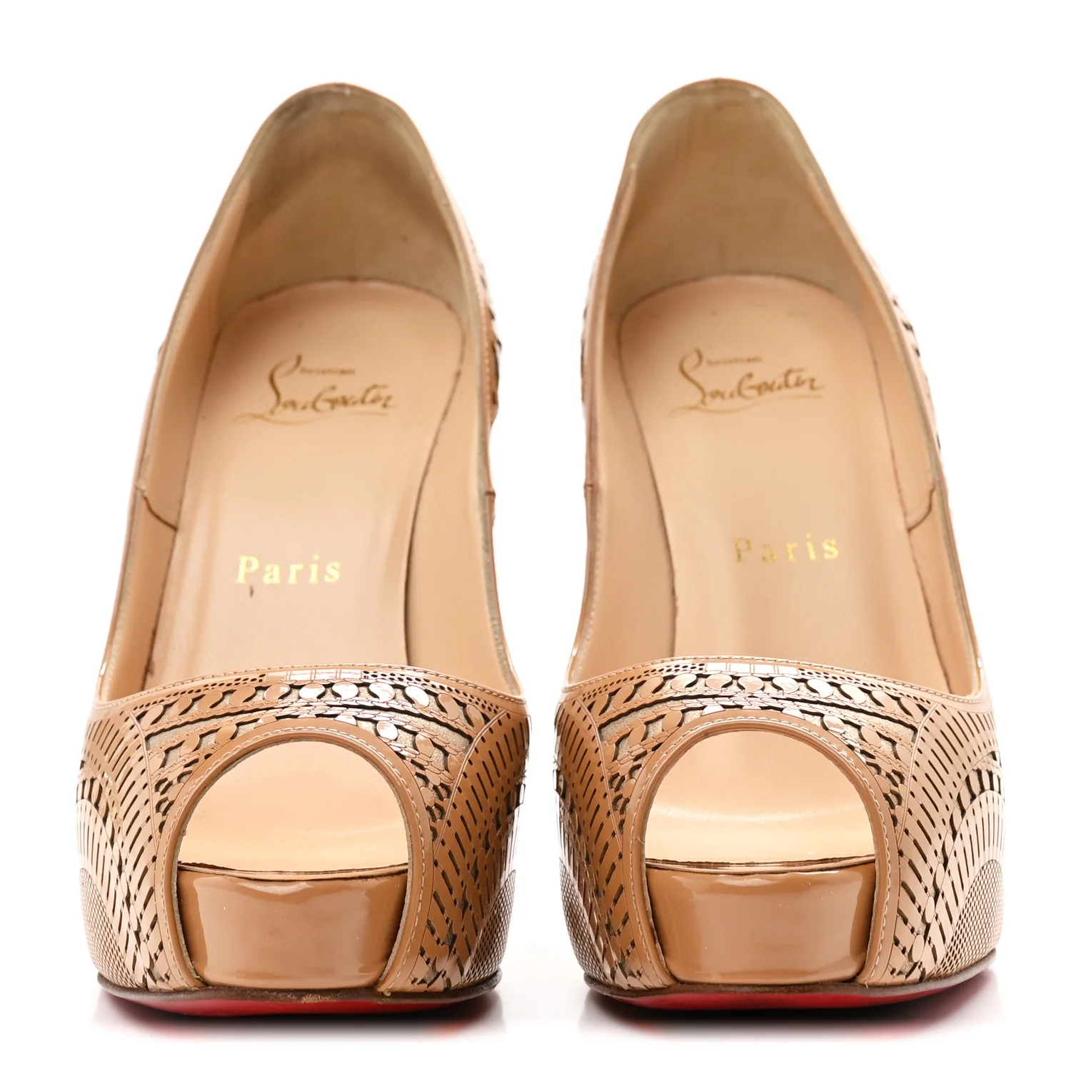 Patent Suede Burma Laser Cut Suellena 120 Pumps 35.5 Nude - Image 3