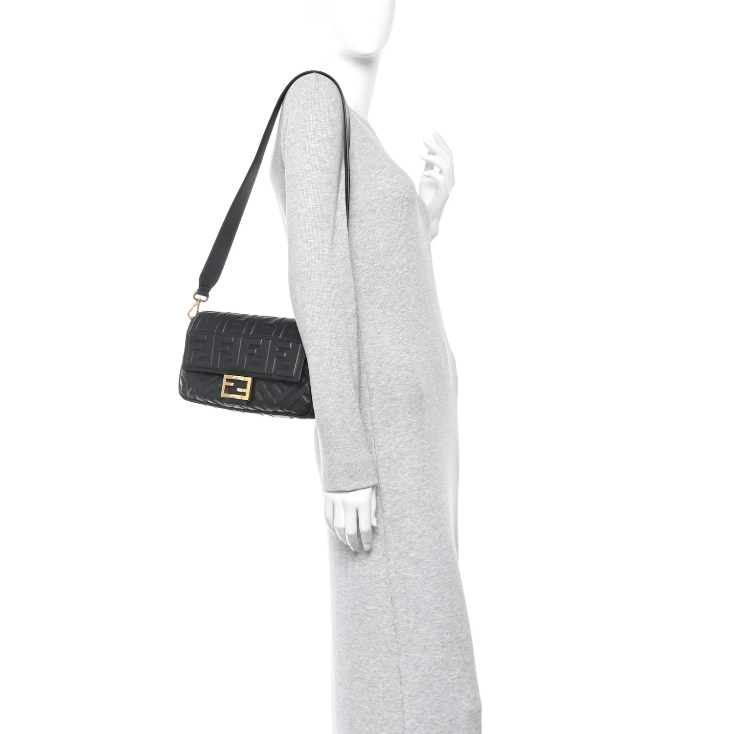 Nappa FF 1974 Embossed Baguette Black - Image 2