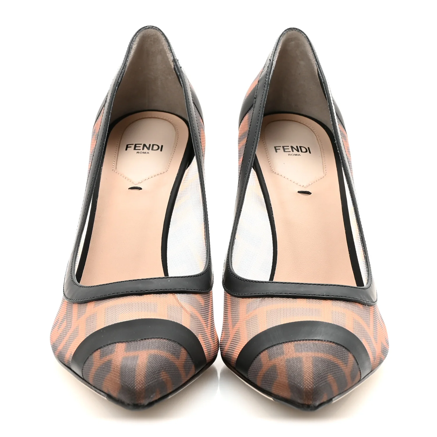 Technical Mesh Vitello Gommato FF Colibri 85mm Pumps 39 Tobacco Moro Black - Image 3