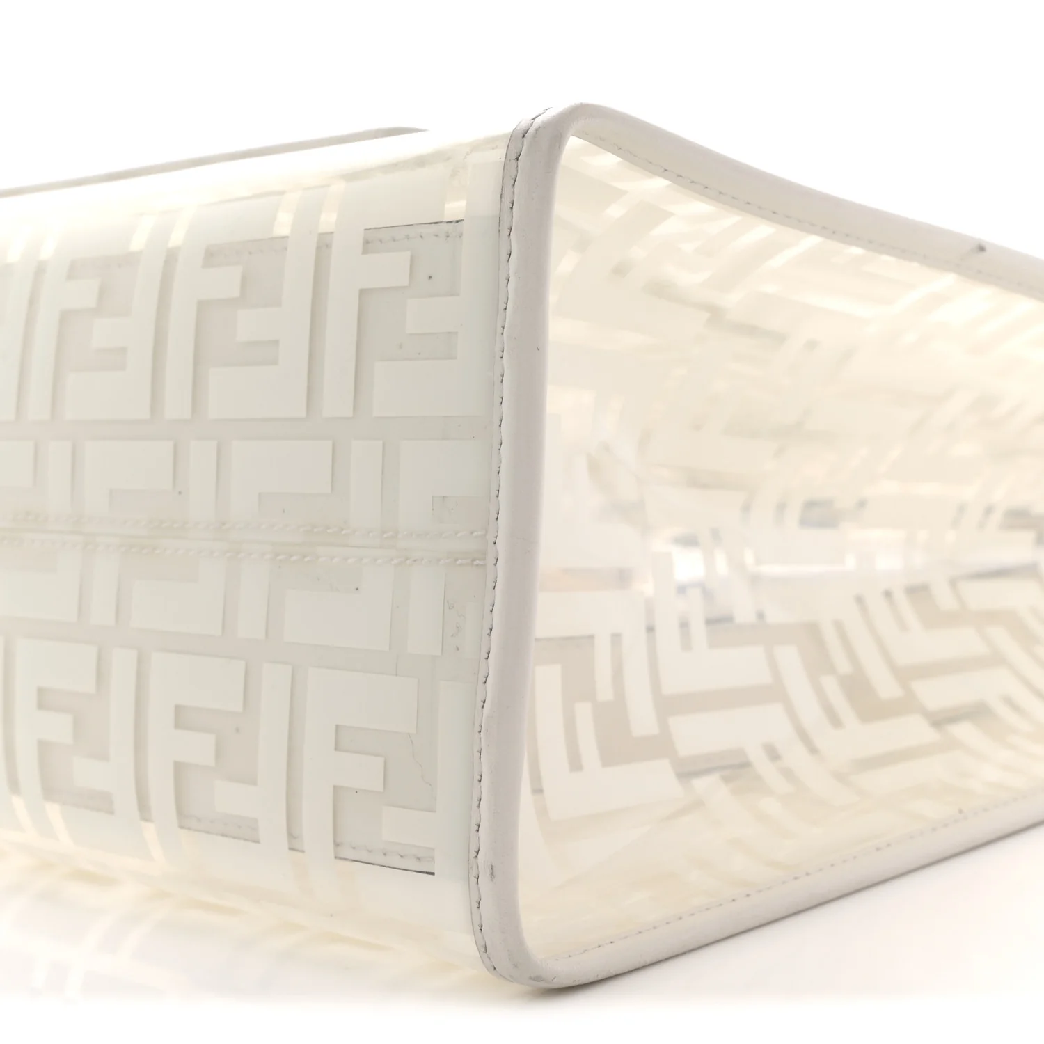 TPU FF Vitello Century Plexiglass Medium Runaway Shopper Tote White - Image 10