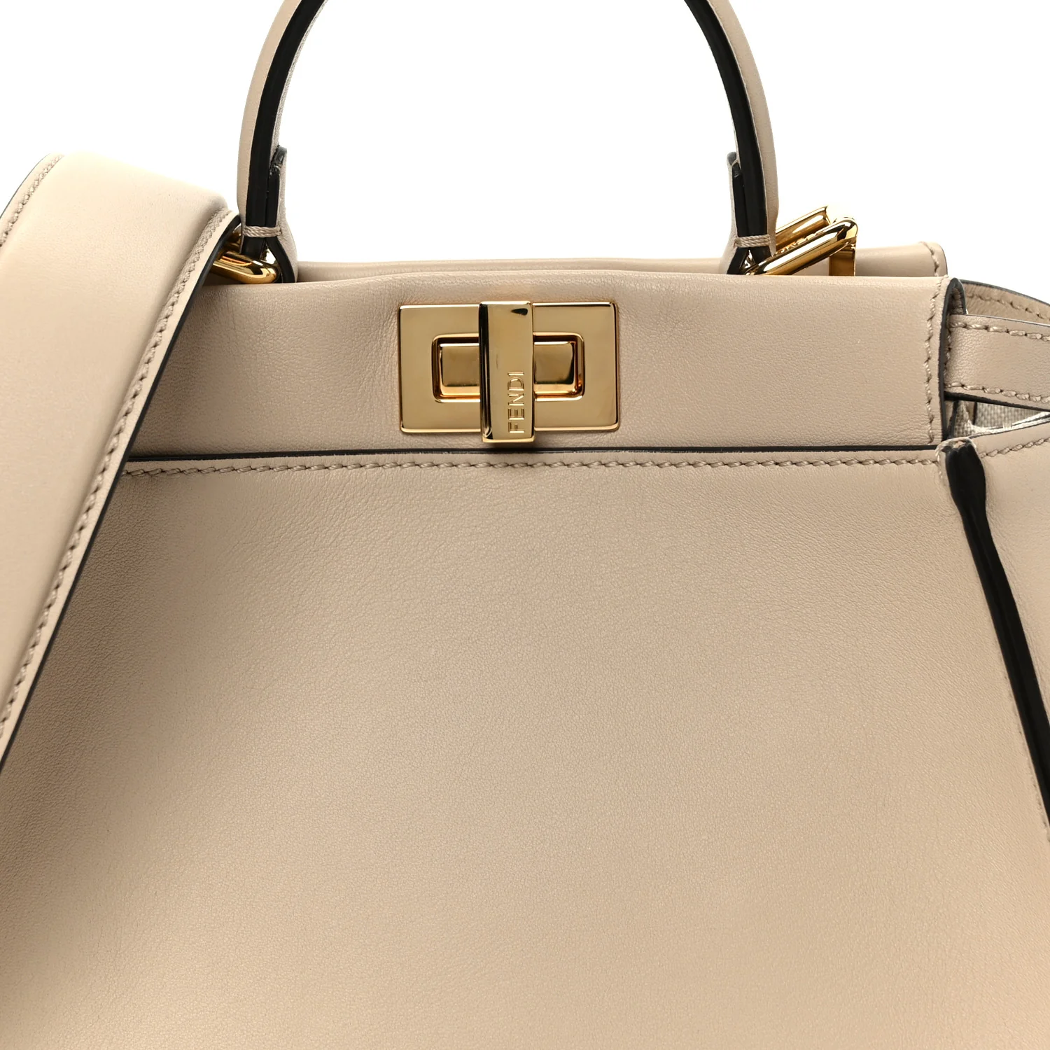 Vitello Seta Canvas FF Embroidered Mini Peekaboo Iconic Satchel Nuvola - Image 9