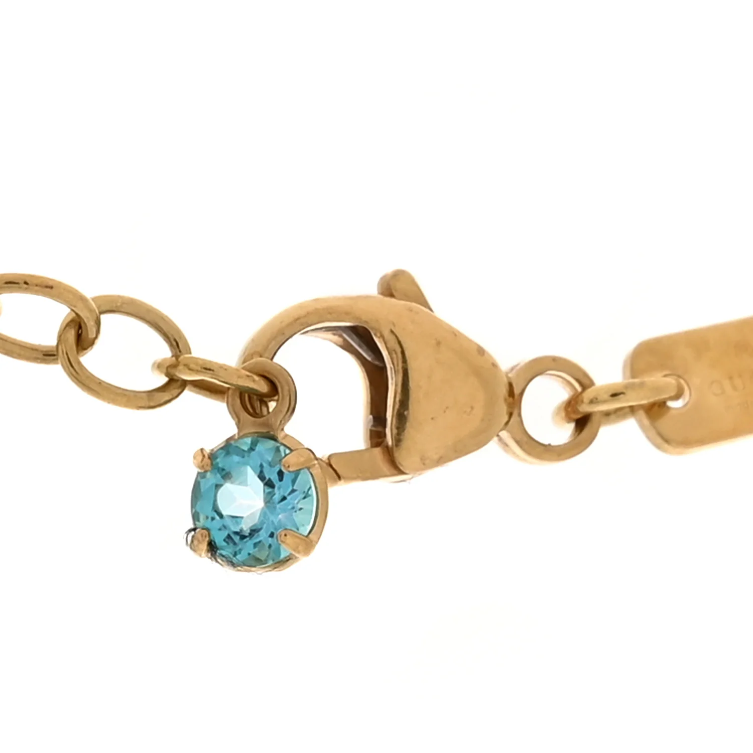 18K Yellow Gold Blue Topaz Running G Pendant Necklace - Image 4